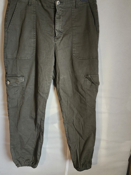 cosmic blue love Pants - Utility Olive Cargo Joggers with Elastic Cuffs